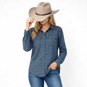 2/$30 NWT Universal Standard Gingham Plaid Button-Down Shirt Gray XS #A1320